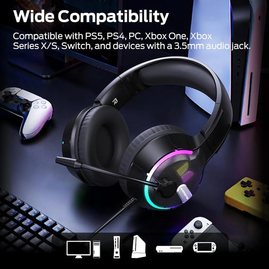 Auriculares Gaming 3.5mm Monster Mission 320, RGB, 1,9m, Pretos