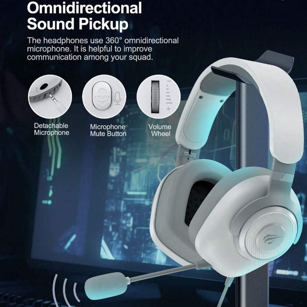 Headphones Gaming USB HAVIT H2230U, 1.8m, Brancas