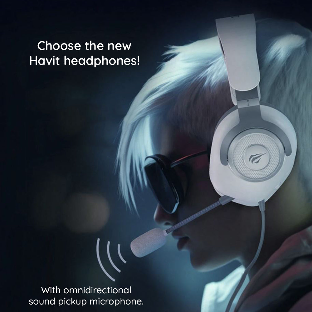 Headphones Gaming USB HAVIT H2230U, 1.8m, Brancas