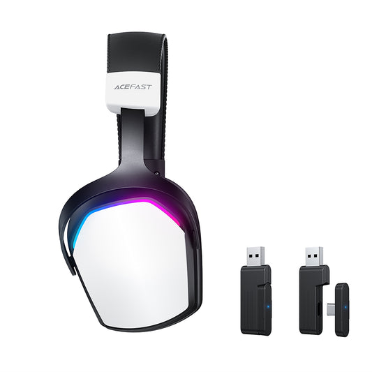 Auscultadores Gaming Wireless Acefast H11, RGB, BT / Wi-FI / Com fios, Brancos
