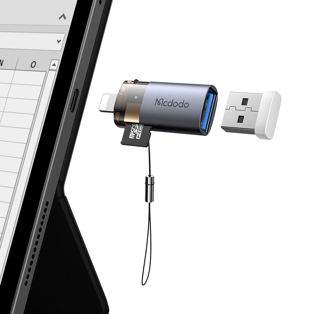 Leitor de Cartão Lightning McDodo OT-7850, USB-A (OTG) - microSD, Preto