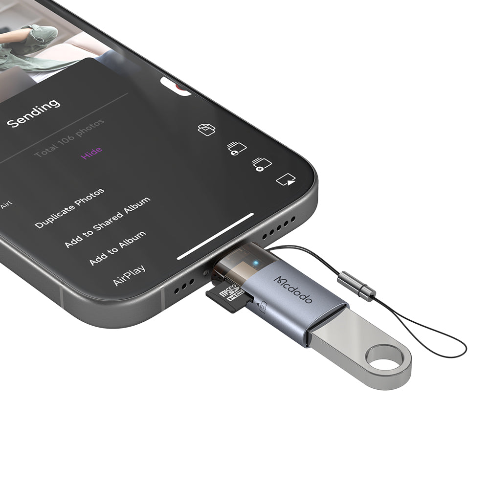 Leitor de Cartão Lightning McDodo OT-7850, USB-A (OTG) - microSD, Preto