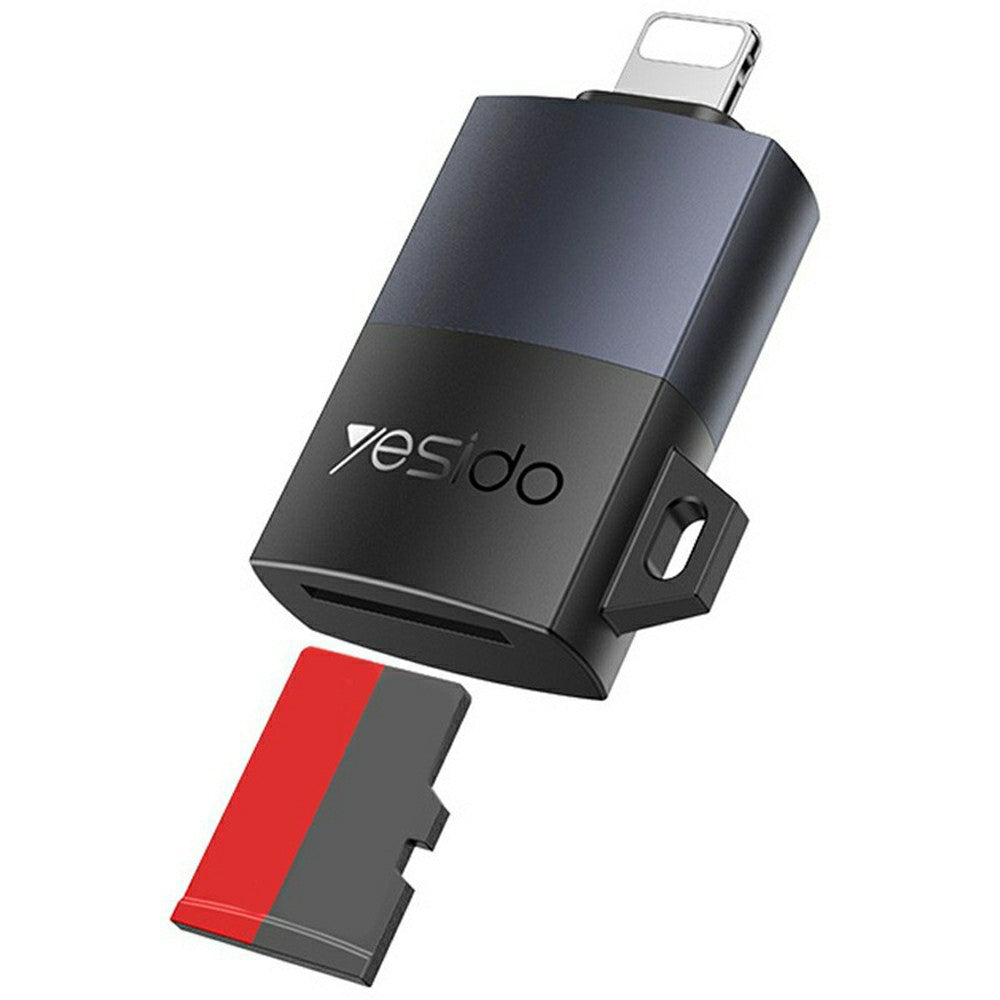Leitor de Cartão Lightning Yesido GS38, microSD, Cinzento