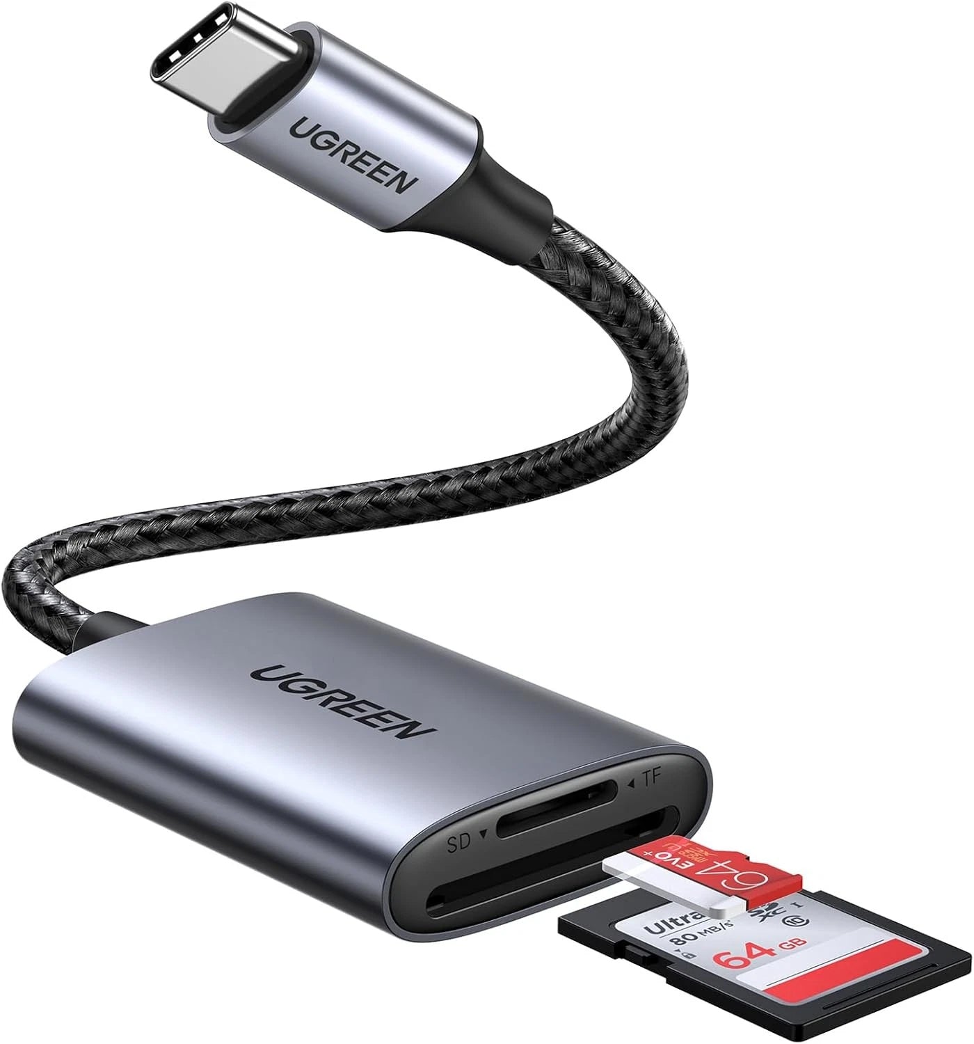 Leitor de Cartão USB-C UGREEN CM401, SD - microSD, Cinzento