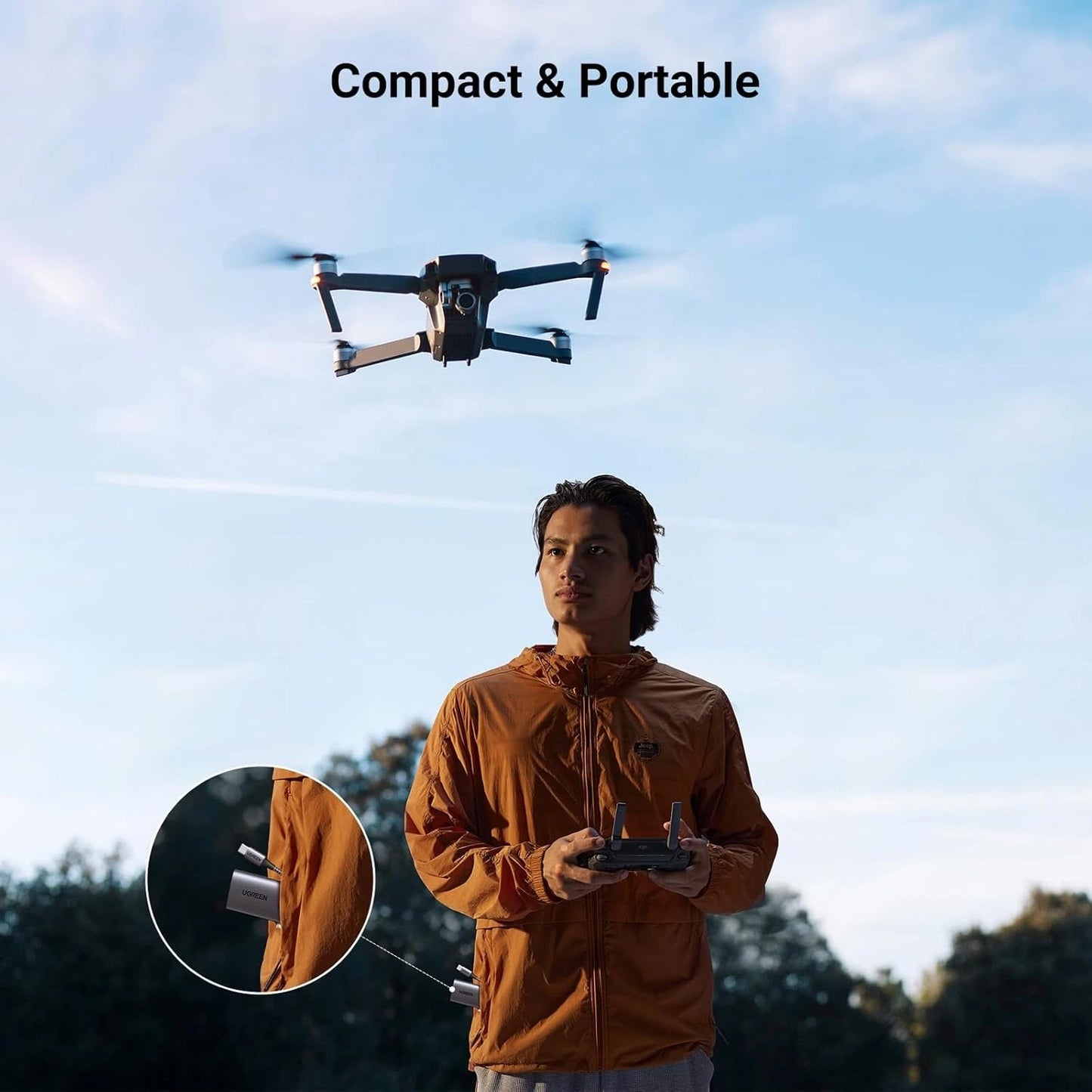 Leitor de Cartão USB-C UGREEN CM401, SD - microSD, Cinzento