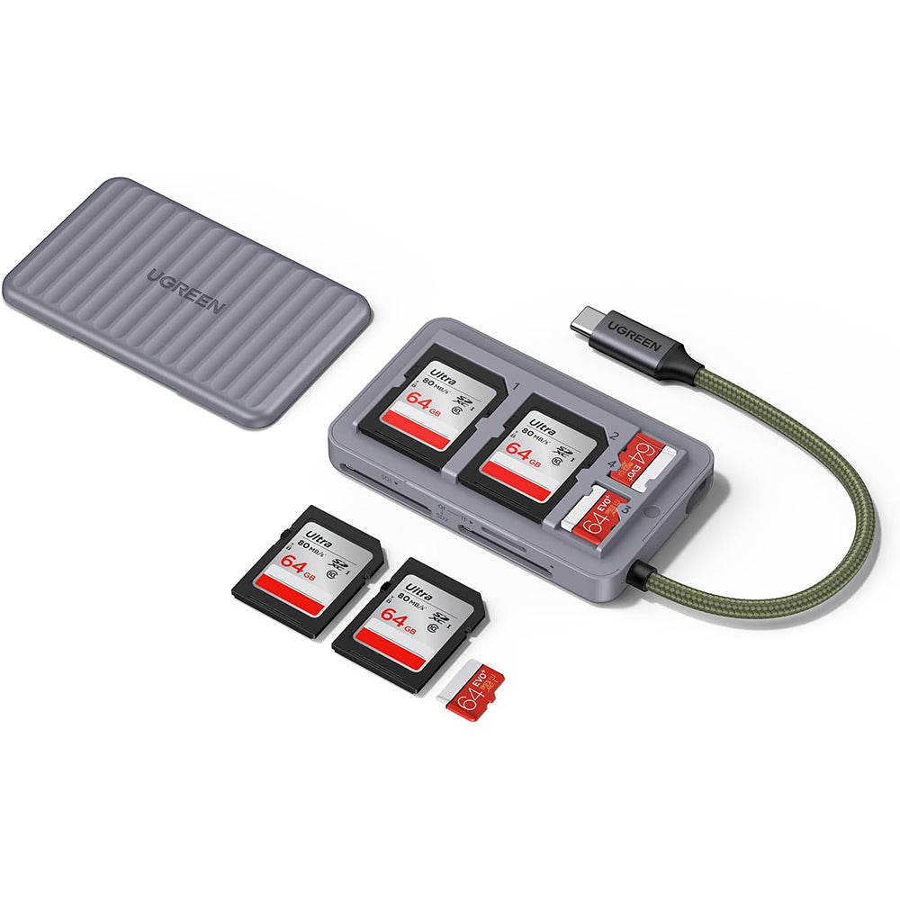 Leitor de Cartão USB-C com Organizador UGREEN 55886, 2 x SD - microSD, Cinzento