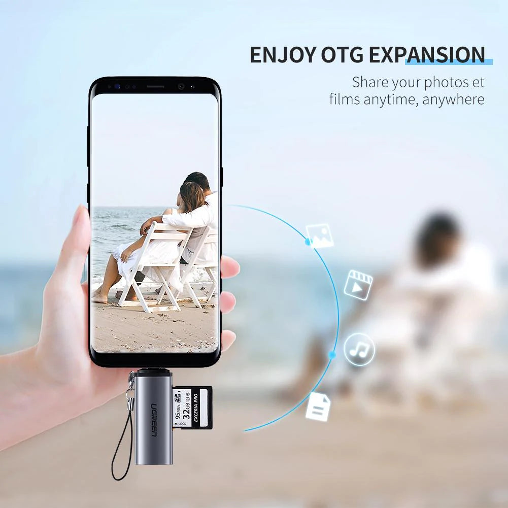 Leitor de Cartão USB-C UGREEN CM184, SD - microSD, Cinzento