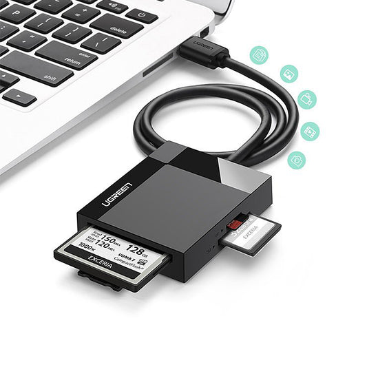 Leitor de Cartão USB 3.0 UGREEN CR125, SD - microSD - CF - MS, Preto
