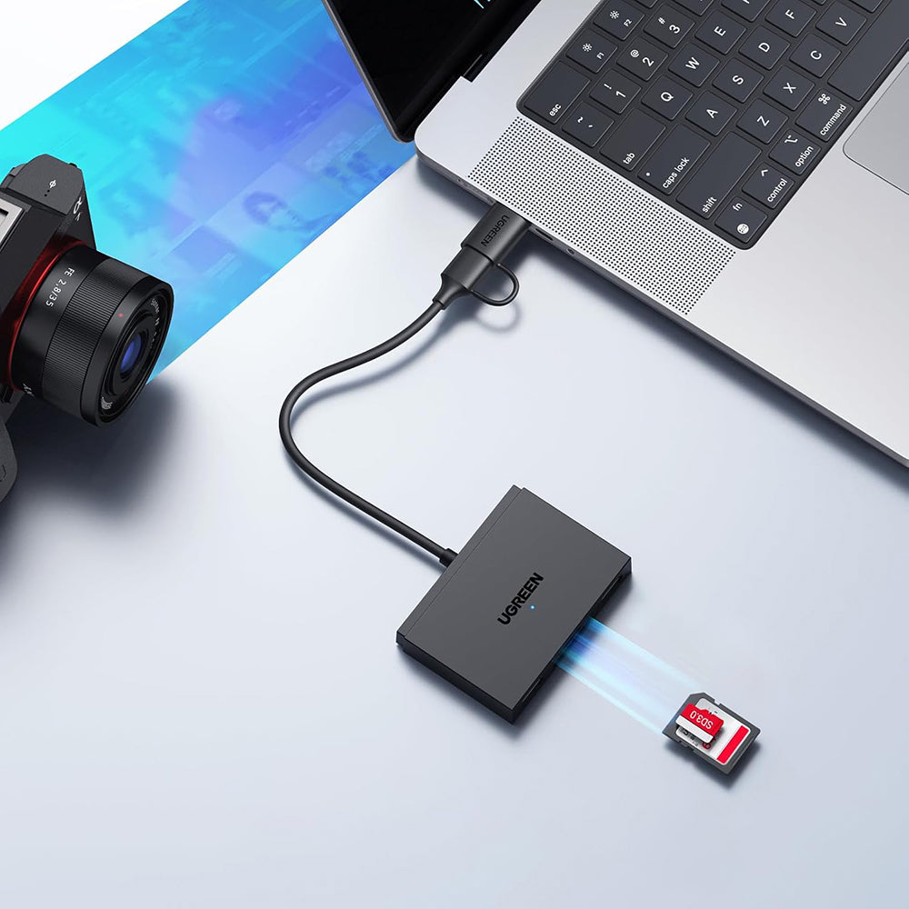 Leitor de Cartão USB / USB-C UGREEN CM812 (45167), SD - microSD - 2 x USB-A, Preto