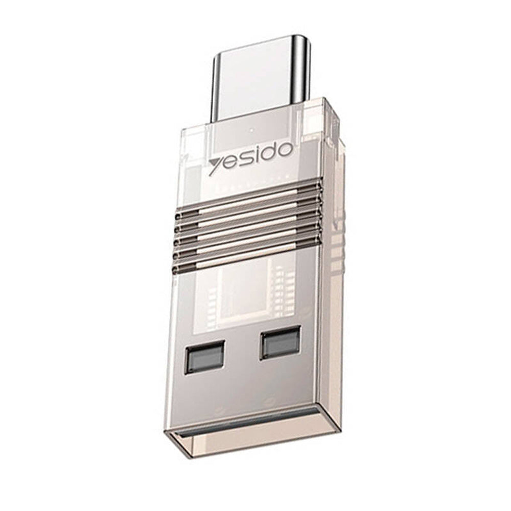 Leitor de Cartão USB / USB-C Yesido GS21, microSD, Transparente