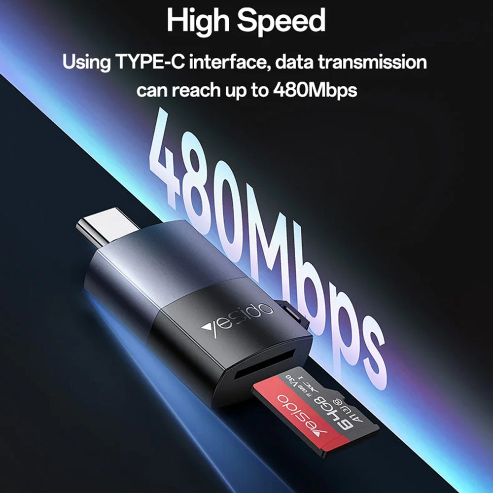 USB-C Yesido GS37 Card Reader, microSD, Black