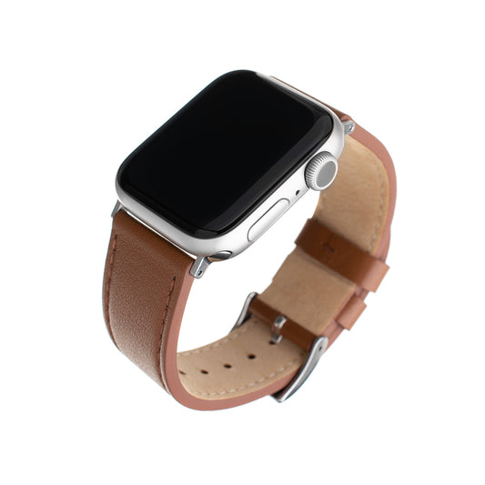 Correia Fixed Leather para Apple Watch 49mm / 46mm / 45mm / 44mm / 42mm Series, Castanho