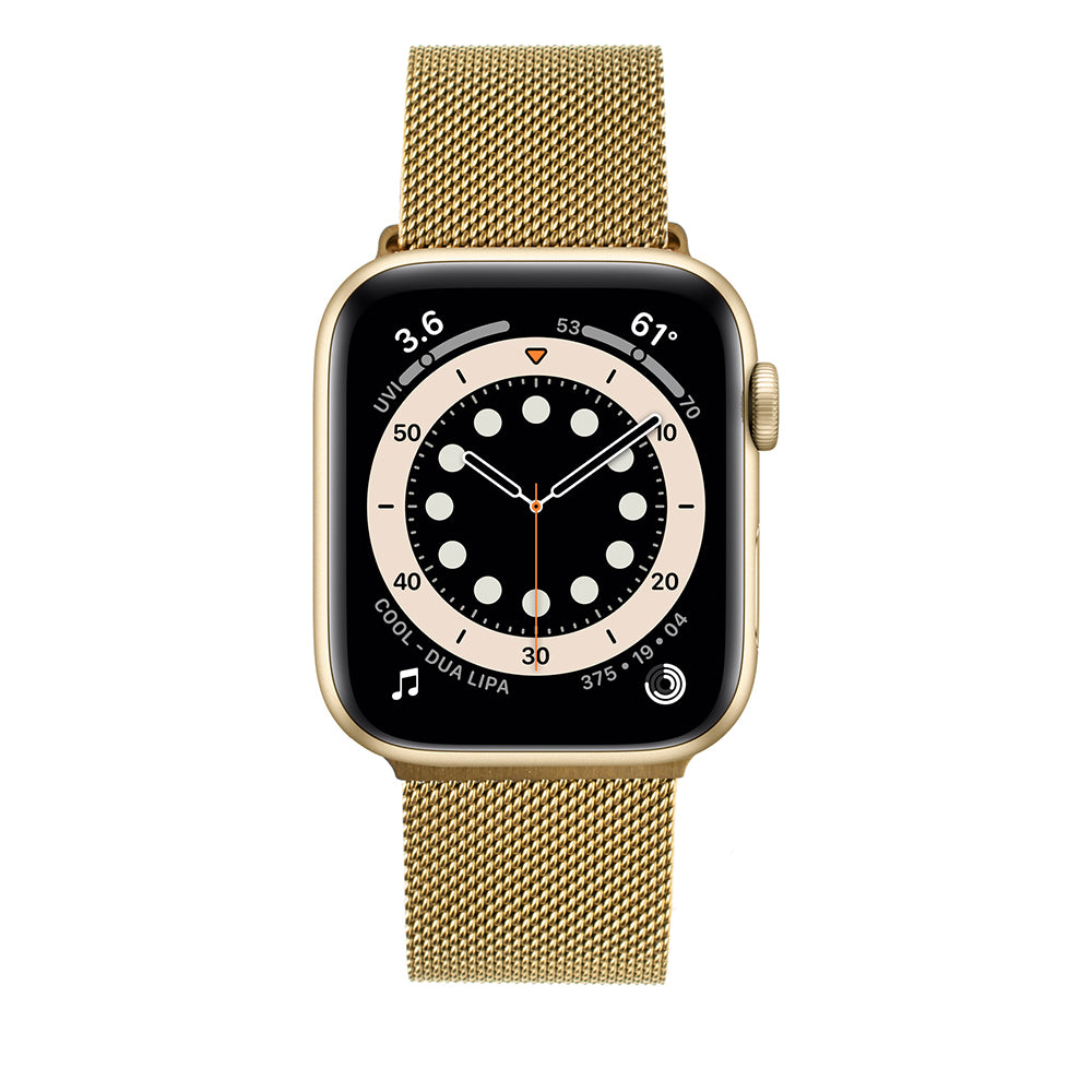 Fixed Mesh Strap for Apple Watch 49mm / 46mm / 45mm / 44mm / 42mm Series, Gold