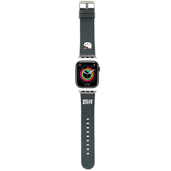 Pulseira Hello Kitty Leather Kitty Head para Apple Watch 42mm / 41mm / 40mm / 38mm Series, Preta