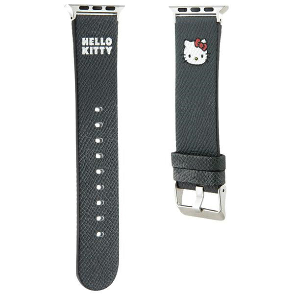 Pulseira Hello Kitty Leather Kitty Head para Apple Watch 42mm / 41mm / 40mm / 38mm Series, Preta