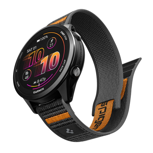 Correia Spigen Athlex Air 2 para Garmin Watch Venu / Forerunner Series, 22mm, Preta Laranja AMP11425