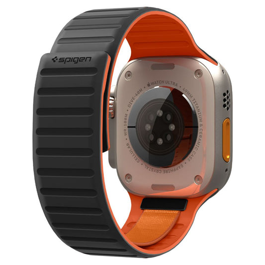 Correia Spigen Athlex Air M para Apple Watch 49mm / 46mm / 45mm / 44mm Series, Preta Laranja AMP11534