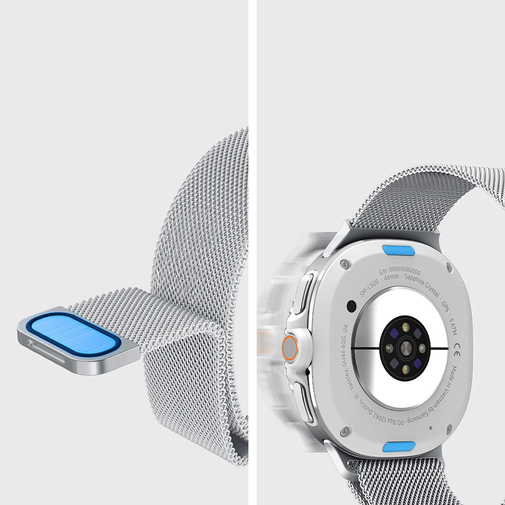 Pulseira Spigen Metal Fit para Samsung Galaxy Watch9 / Watch8 / Watch8 Classic Series, Prateada AMP10121