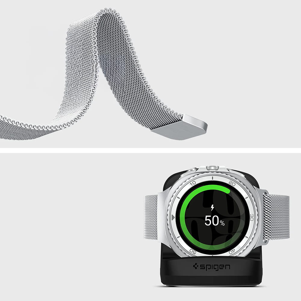 Pulseira Spigen Metal Fit para Samsung Galaxy Watch9 / Watch8 / Watch8 Classic Series, Prateada AMP10121