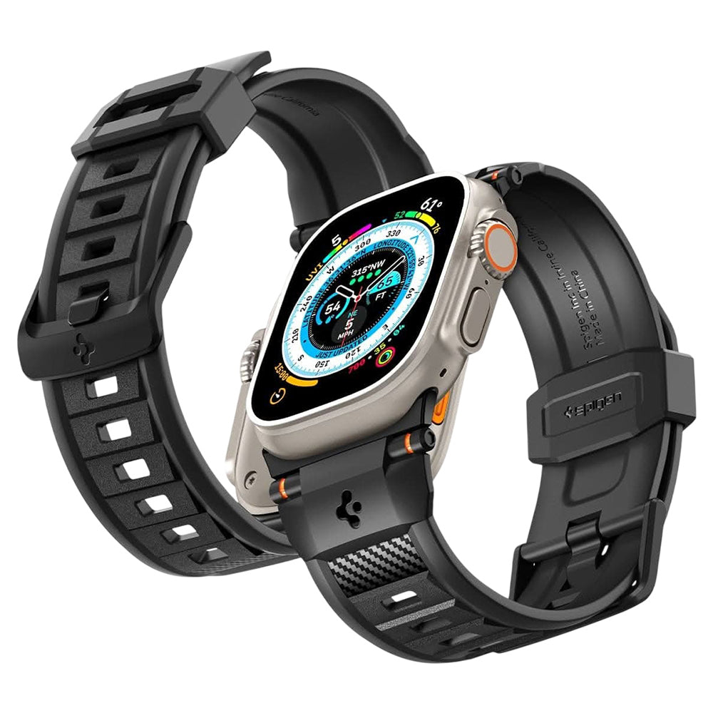 Bracelete Spigen Rugged para Apple Watch Series 49 mm / 46 mm / 45 mm / 44 mm, preta AMP07105