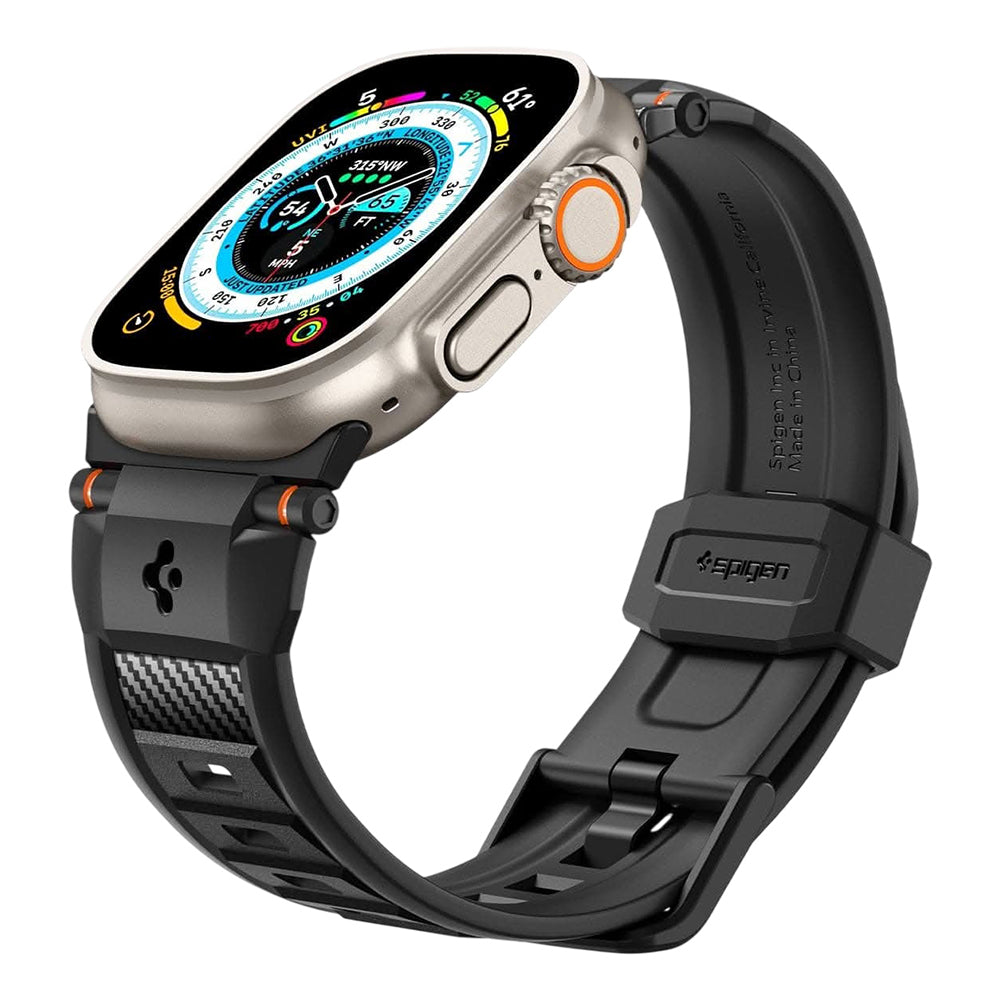 Bracelete Spigen Rugged para Apple Watch Series 49 mm / 46 mm / 45 mm / 44 mm, preta AMP07105
