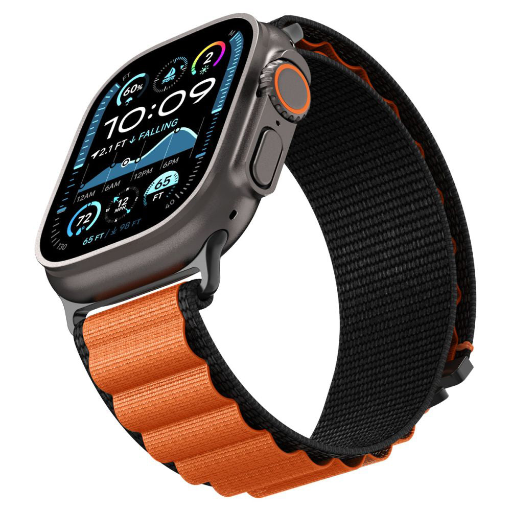 Correia Spigen WBF1 para Apple Watch 49mm / 46mm / 45mm / 44mm Series, Preta Laranja