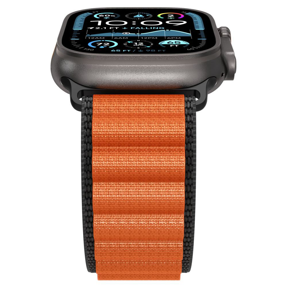 Correia Spigen WBF1 para Apple Watch 49mm / 46mm / 45mm / 44mm Series, Preta Laranja