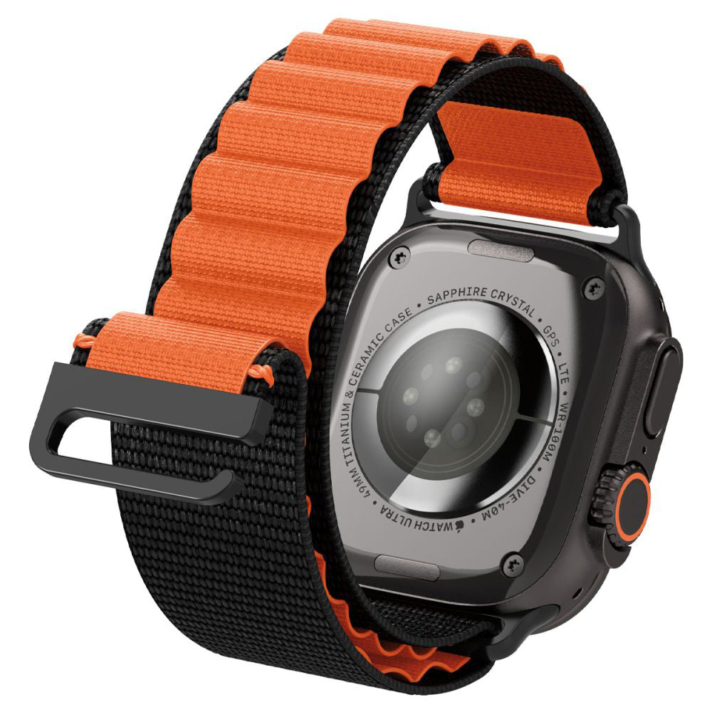 Correia Spigen WBF1 para Apple Watch 49mm / 46mm / 45mm / 44mm Series, Preta Laranja