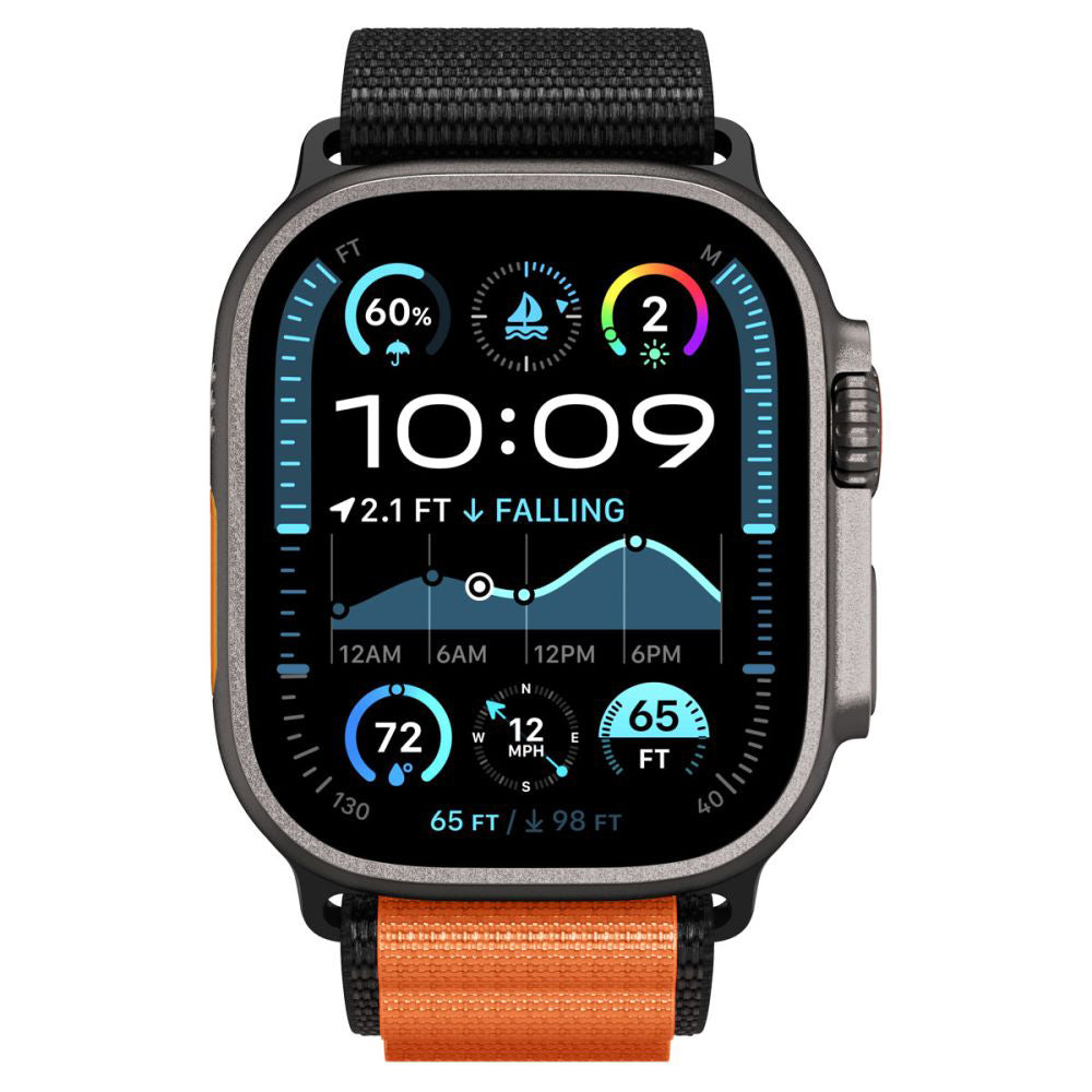 Correia Spigen WBF1 para Apple Watch 49mm / 46mm / 45mm / 44mm Series, Preta Laranja
