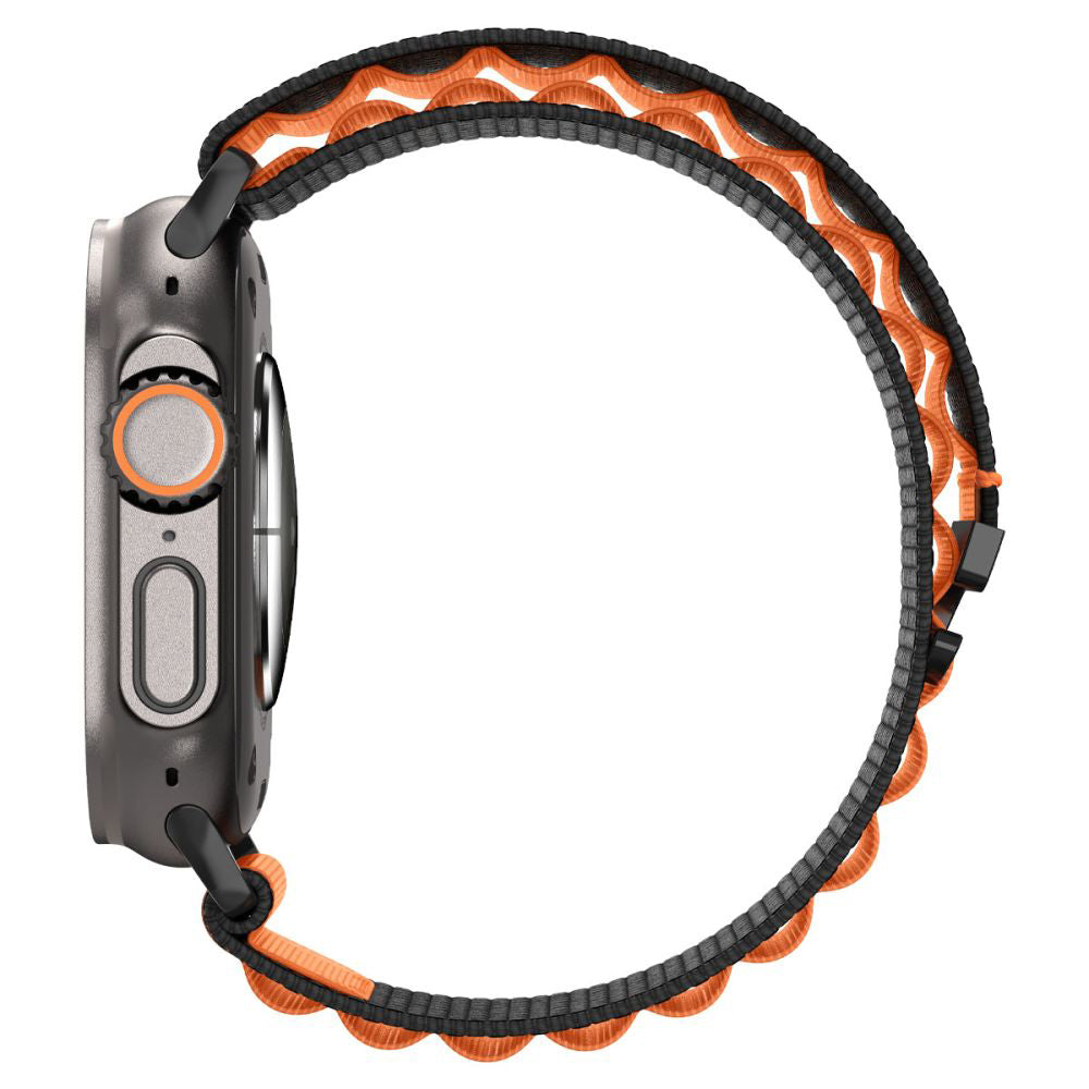 Correia Spigen WBF1 para Apple Watch 49mm / 46mm / 45mm / 44mm Series, Preta Laranja