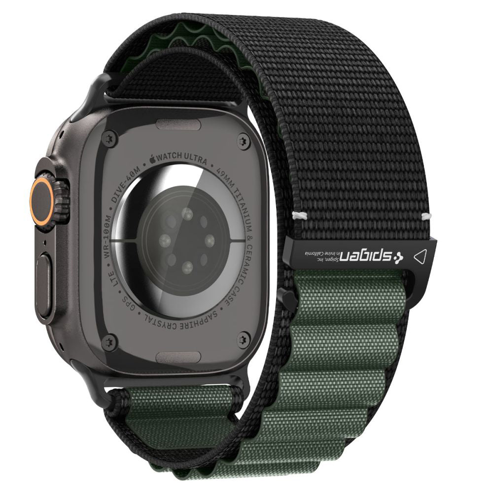 Spigen WBF1 Strap for Apple Watch 49mm / 46mm / 45mm / 44mm Series, Black Green AMP10223