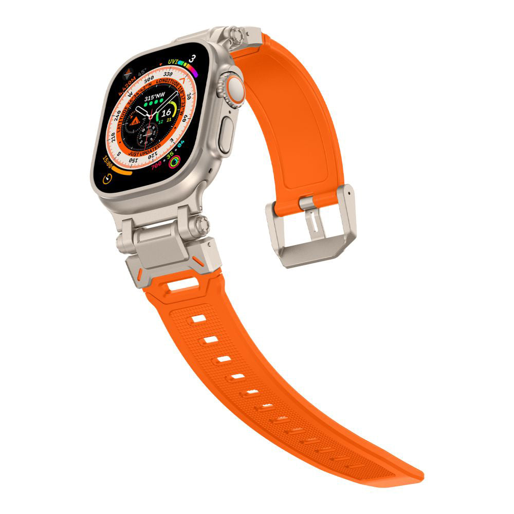 Curea Techsuit W064 para Apple Watch 49mm / 46mm / 45mm / 44mm / 42mm Series, Prateada Laranja