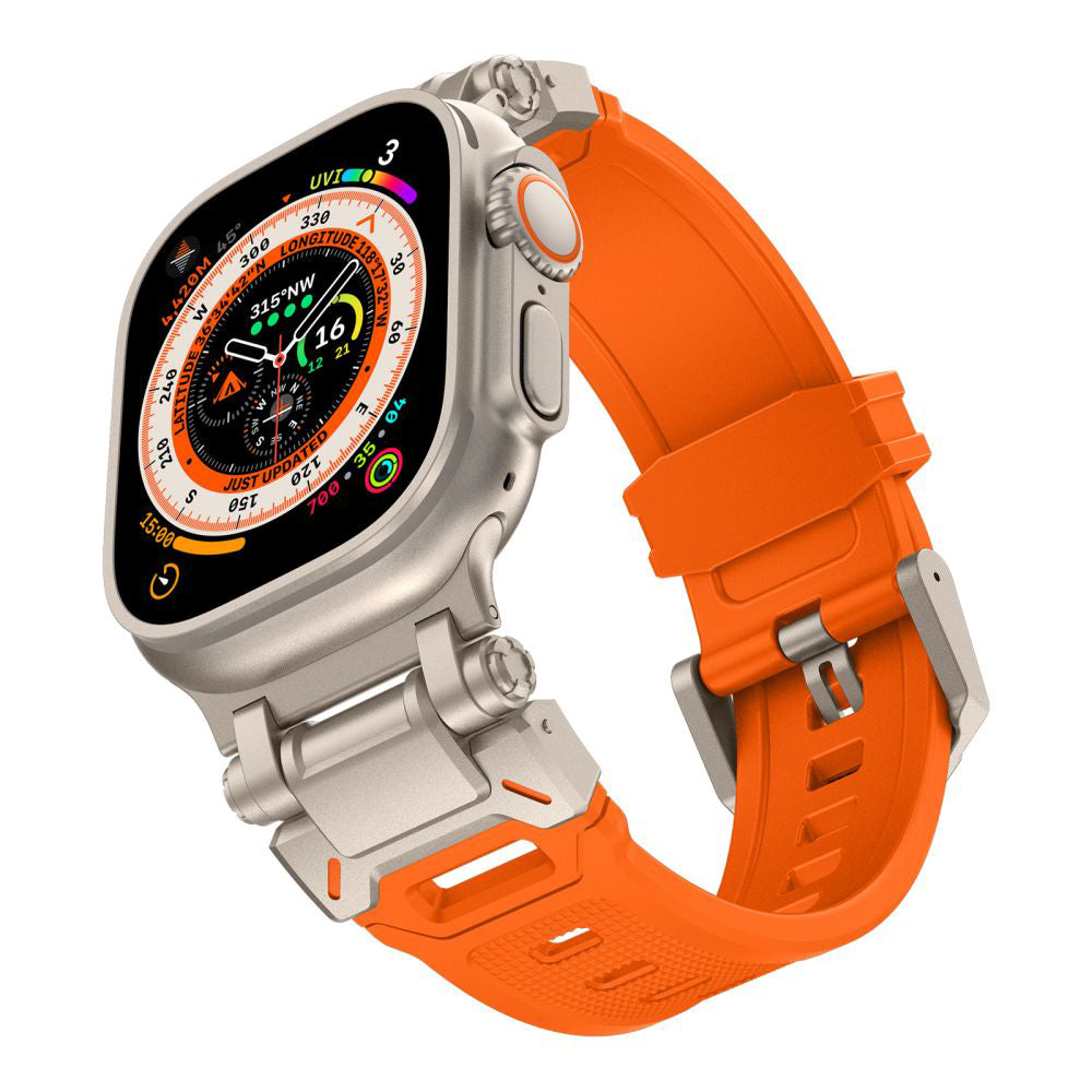 Curea Techsuit W064 para Apple Watch 49mm / 46mm / 45mm / 44mm / 42mm Series, Prateada Laranja