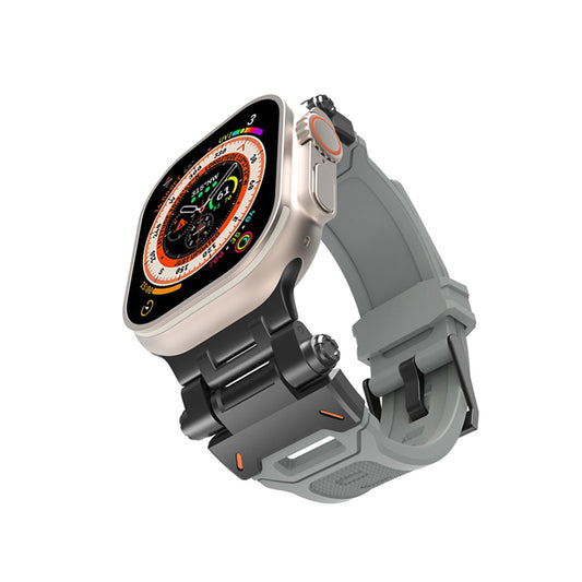 Correia Techsuit W064 para Apple Watch 49mm / 46mm / 45mm / 44mm / 42mm Series, Preta Cinza