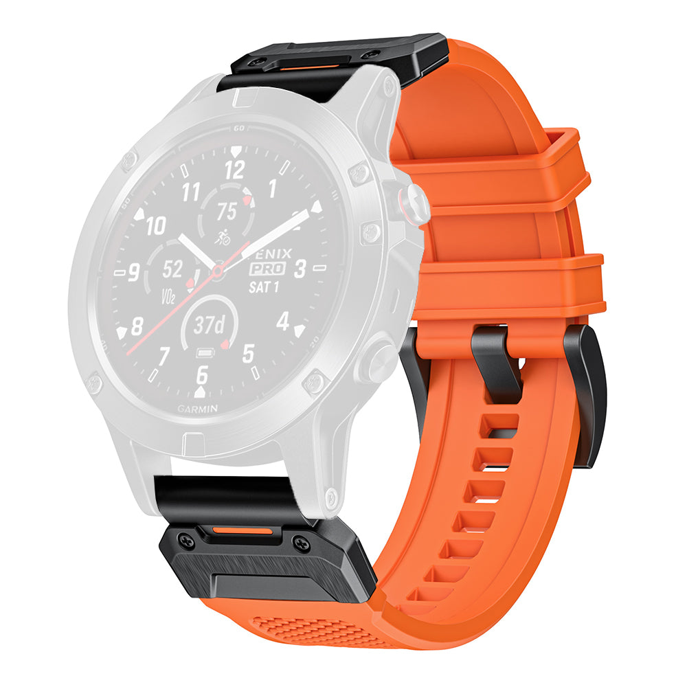 Pulseira Techsuit W068 para Garmin Watch Fenix Series, 26mm, Laranja Preta
