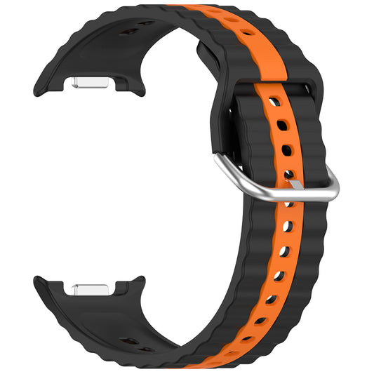 Pulseira Techsuit W078 para Samsung Galaxy Watch 8 Classic / Watch8 44mm / Watch 8 40mm, Preta Laranja
