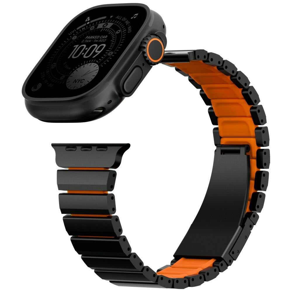 Correia UNIQ Strova Flex para Apple Watch 49mm / 46mm / 45mm / 44mm / 42mm Series, Preta Laranja