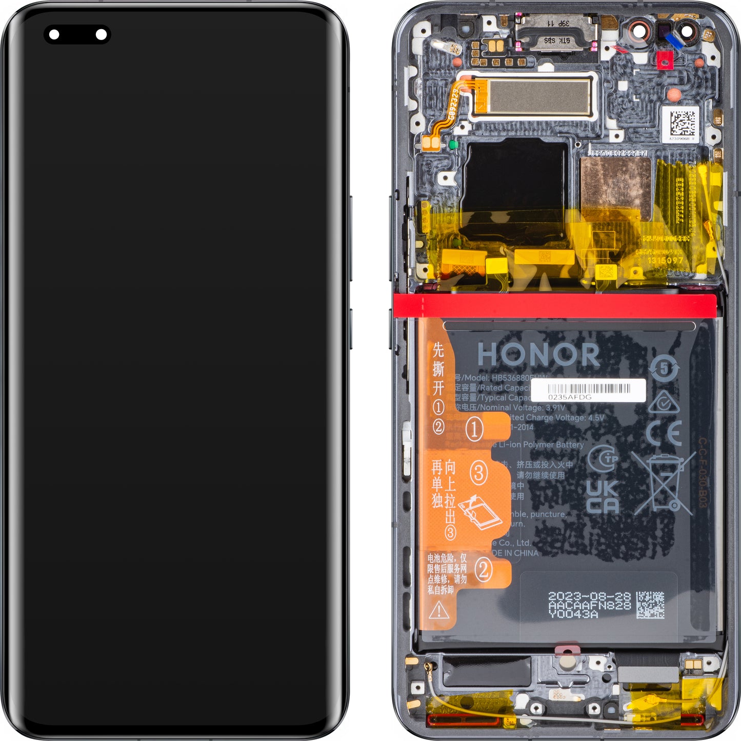 Ecrã tátil Ecrã tátil Honor Magic5 Pro, com moldura e bateria, preto, Service Pack 0235AFDG