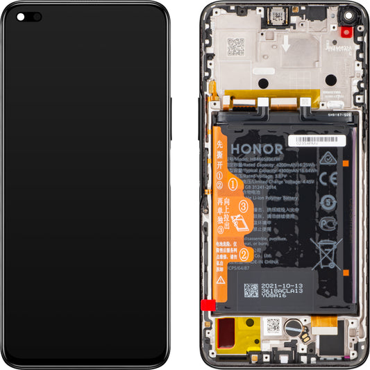 Ecrã tátil Honor 50 Lite, com moldura e bateria, preto (Midnight Black), Service Pack 02354FMV