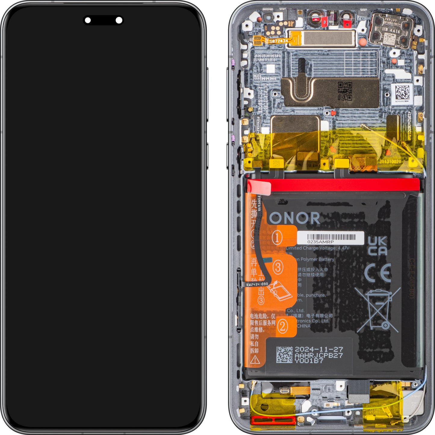 Display com Touchscreen Honor Magic7 Pro, com Moldura e Bateria, Preto, Service Pack 0235AMRM