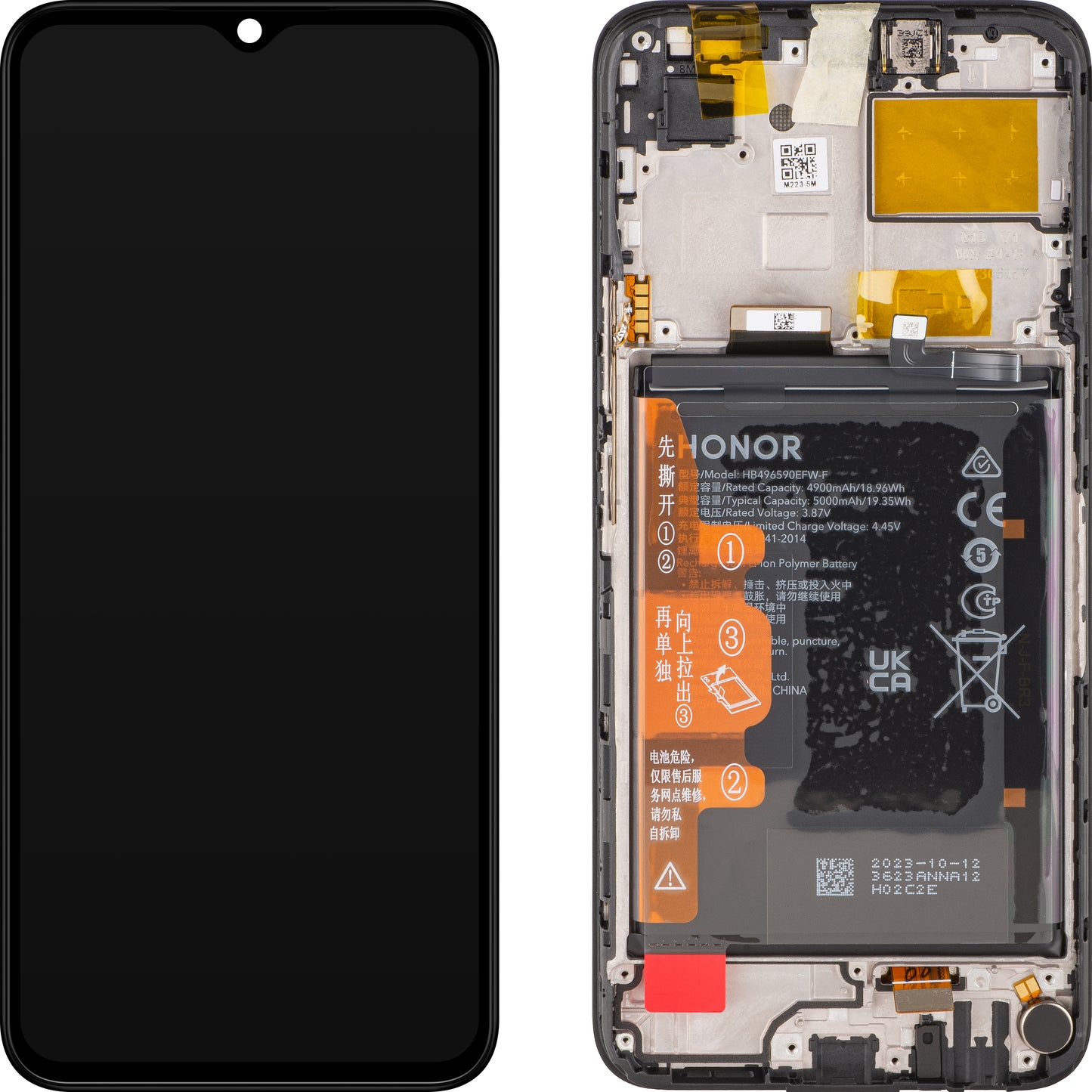 Display com Touchscreen Honor X5, com Moldura e Bateria, Preto, Service Pack 0235AENL