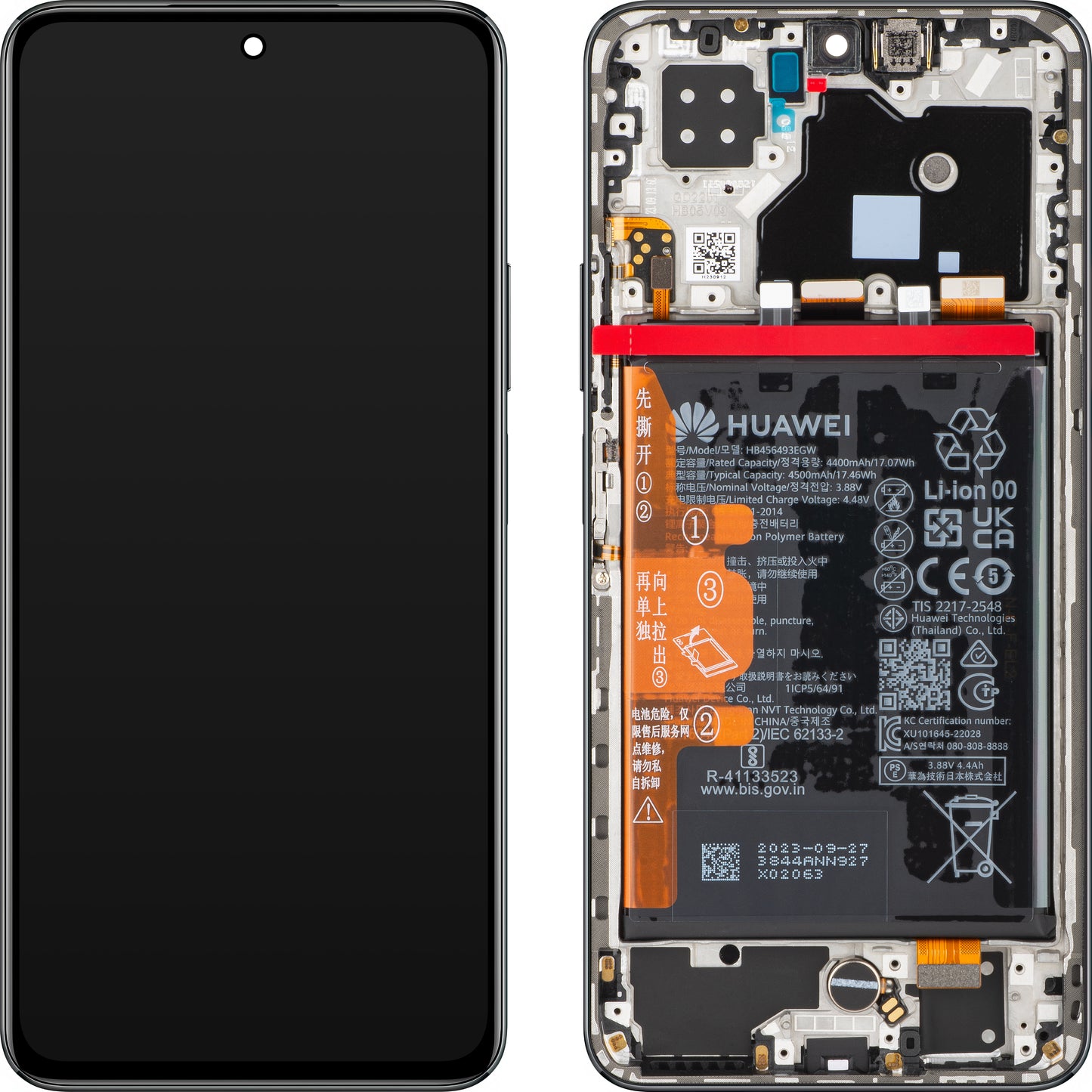 Visor com ecrã tátil Huawei nova 10 SE, com moldura e bateria, preto estrelado, Service Pack 02355FAM