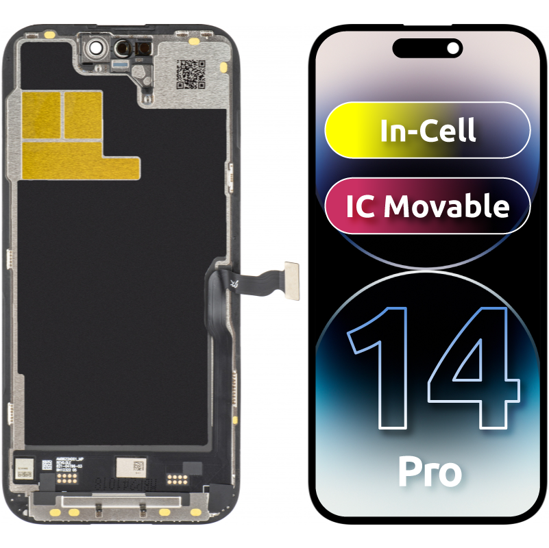 Ecrã com Touchscreen JK para Apple iPhone 14 Pro, com Moldura, Versão LCD In-Cell IC Movable, Preto