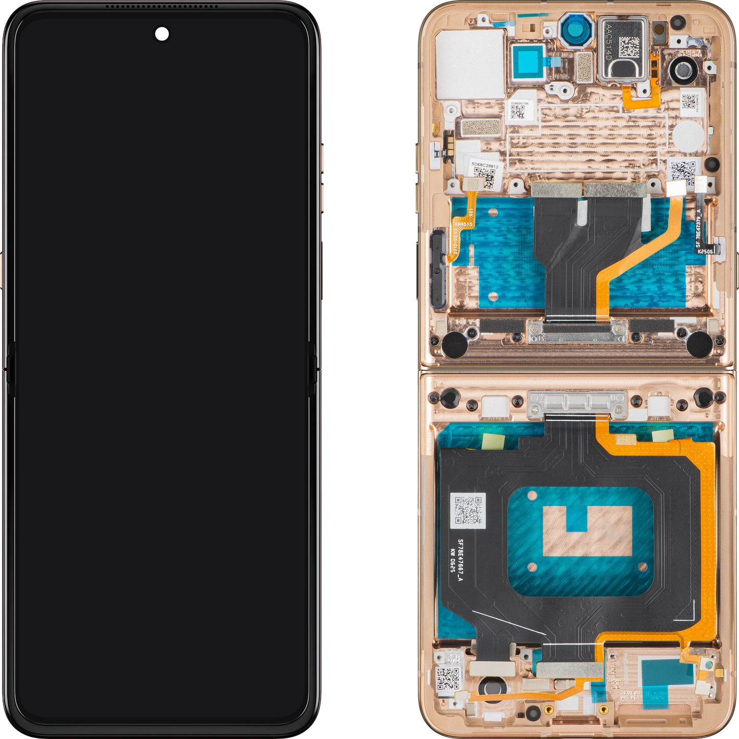 Display com Touchscreen Motorola Razr 60 Ultra, com Moldura, Sub Inner, Bege (Mountain Trail), Service Pack 5D68C30087