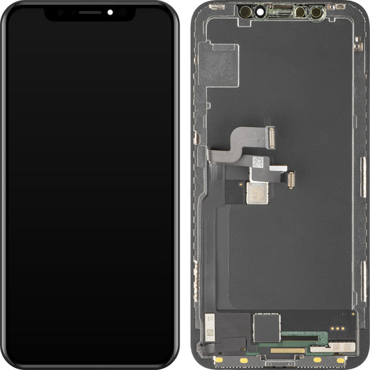 Display com Touchscreen MP compatível com Apple iPhone X, com Moldura, Versão Soft OLED FHD, Preto