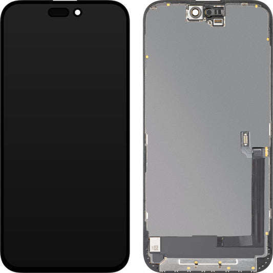 Display com Touchscreen MP compatível com Apple iPhone 16 Plus, com Moldura, Versão OLED FHD Diagnóstico, Preto