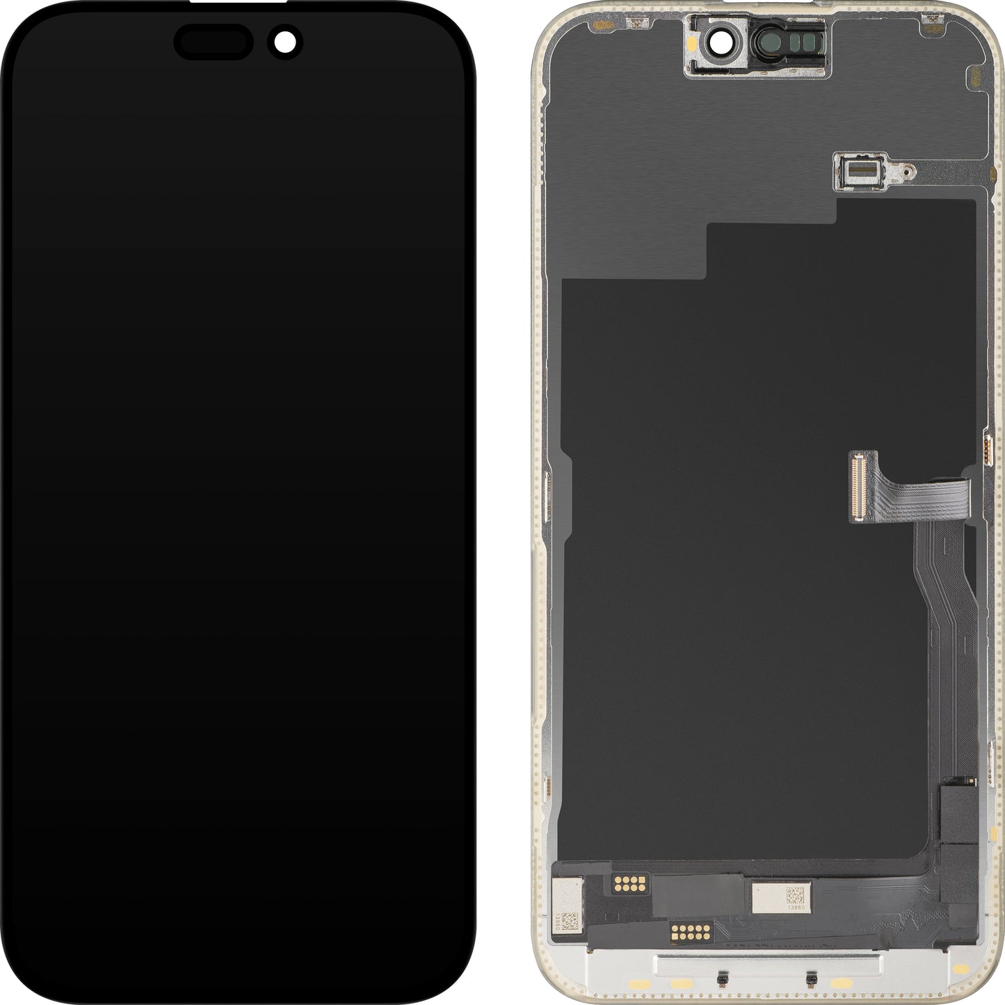 Display com Touchscreen MP compatível com Apple iPhone 15 Pro Max, com Moldura, Versão OLED FHD Diagnóstico, Preto