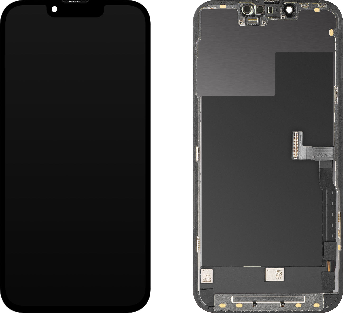Display com Touchscreen MP compatível com Apple iPhone 13 Pro, com Moldura, Versão OLED FHD Diagnóstico, Preto