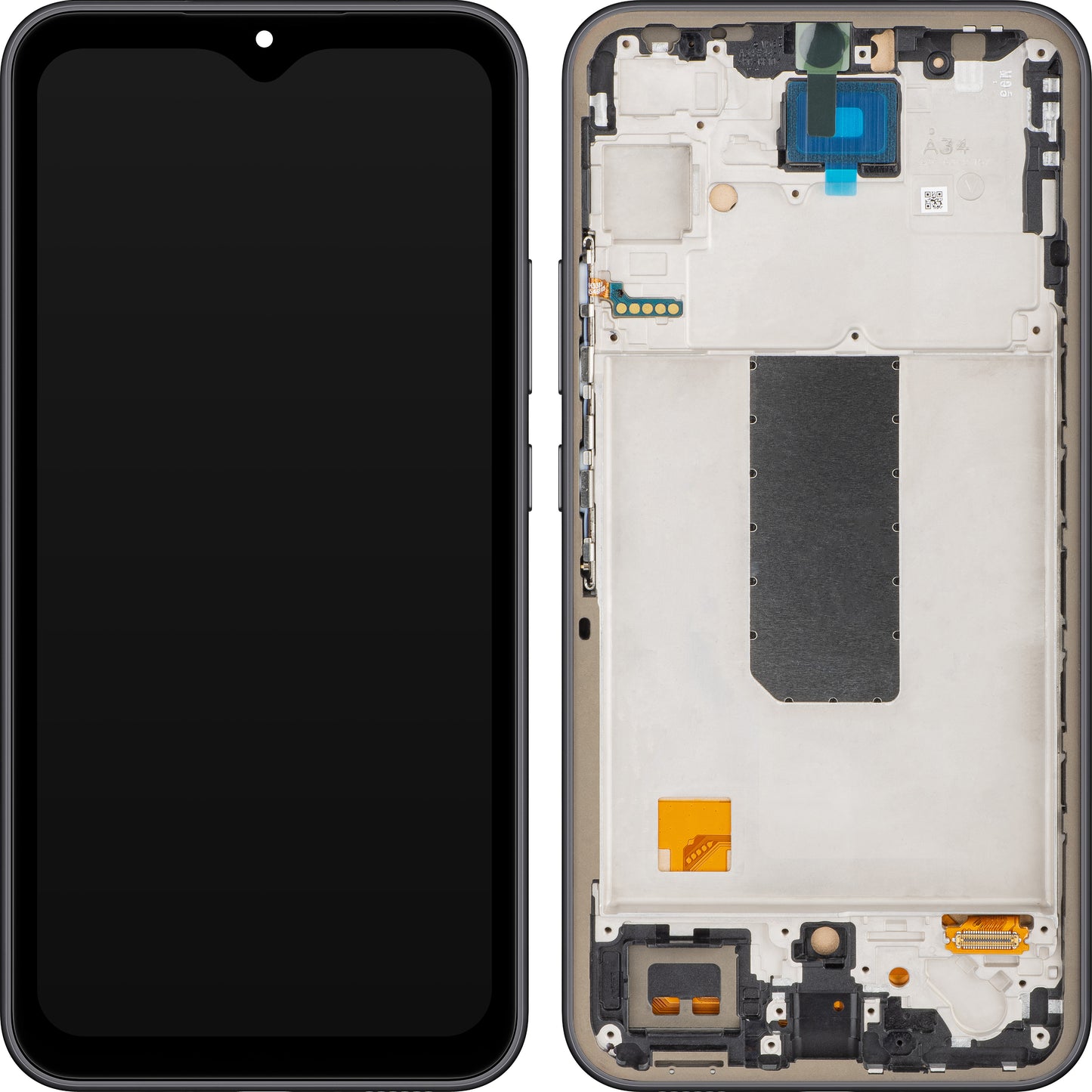Ecrã com Touchscreen MP compatível com Samsung Galaxy A34 A346, com Moldura, Preto (Grafite), Recondicionado