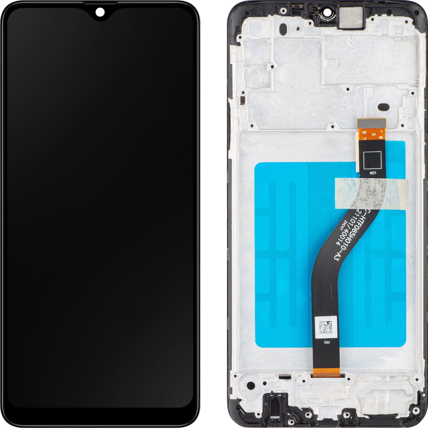 Ecrã tátil MP compatível com Samsung Galaxy A20s A207, com moldura, preto